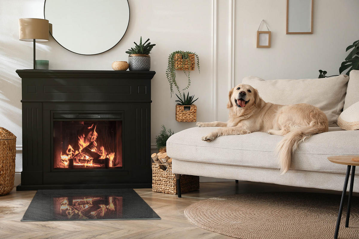 GLASPLATTE für Kamin 80x60 cm Schwarz - Schwarz, Glas (80/60/0.4cm) - ArtPrintCave