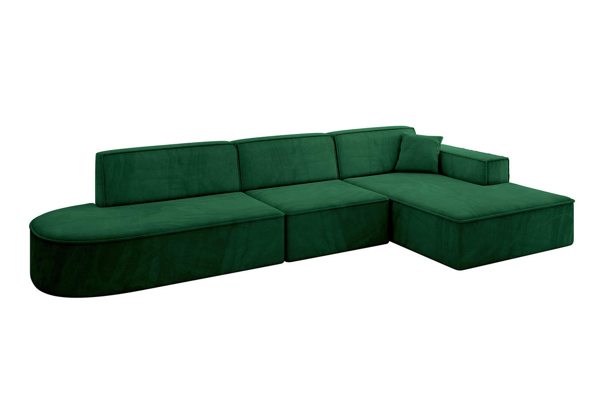 ECKSOFA Ottomane Rechts IREA-L2-v4 - 328x171x79 cm Grün - Grün, Holzwerkstoff/Textil (171/328cm) - ALTDECOR