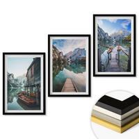 WANDBILDER 3er-Set - 40x60 cm Schwarzer Rahmen - See Berge Holzboote - Schwarz, Kunststoff (40/60cm) - ArtPrintCave