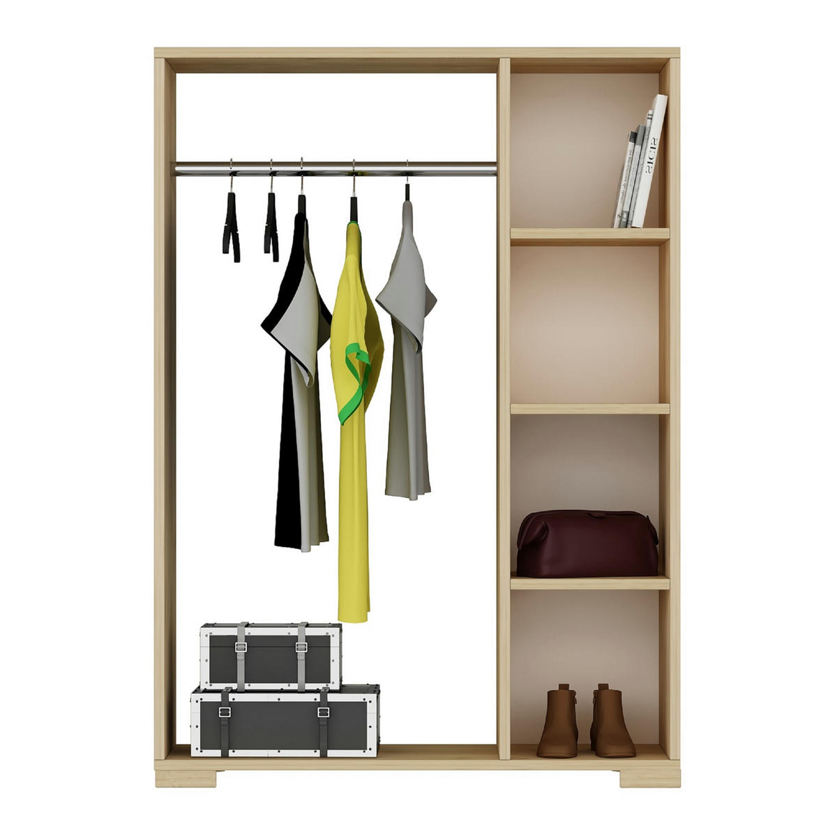 KLEIDERSCHRANK Nesbyen - Eichefarben, Holzwerkstoff/Kunststoff (90/126/30cm) - [en.casa]