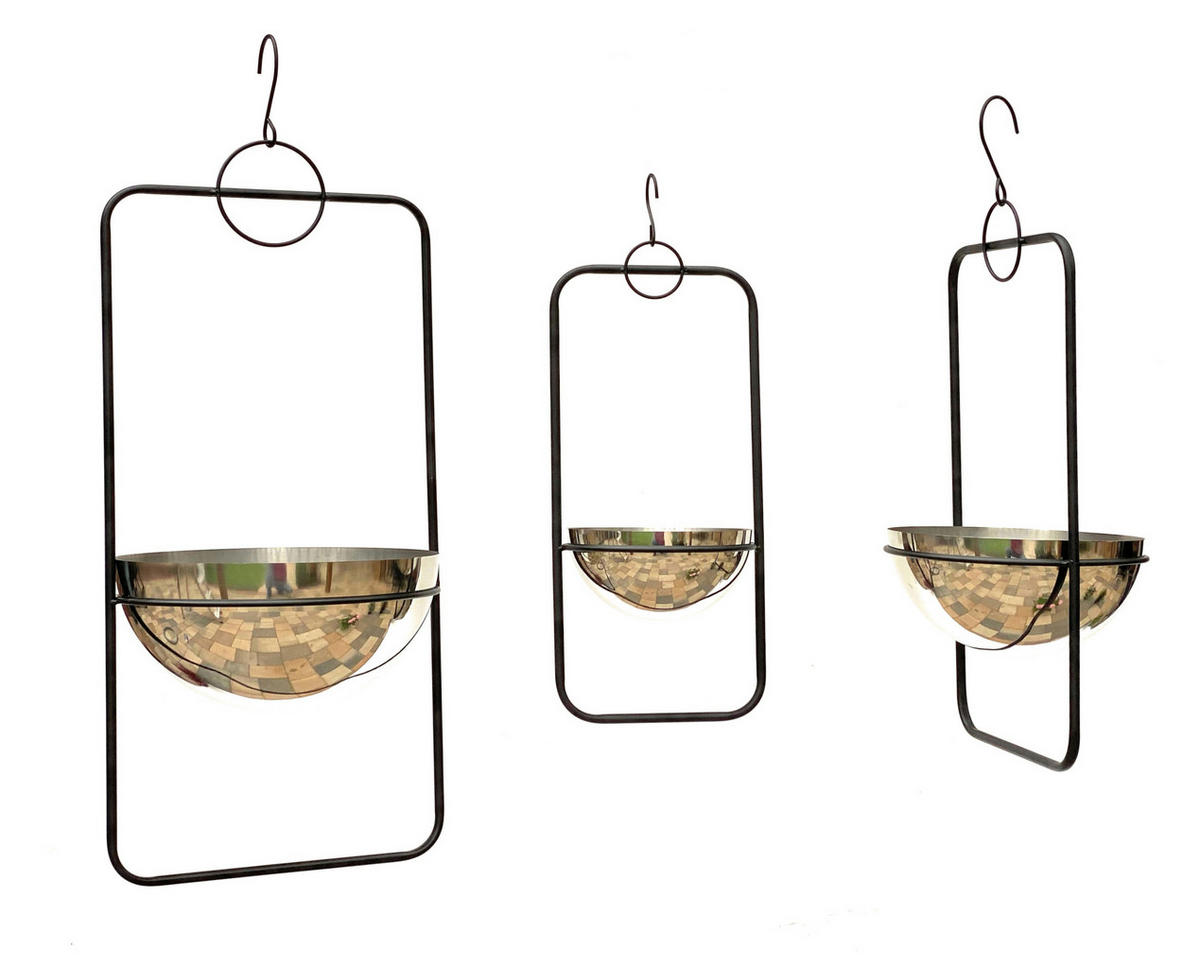 BLUMENAMPEL Wand 3er Set Metall Schwarz/Silber - Schwarz, Metall (15/15/7.5cm) - DanDiBo