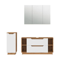 BADMÖBEL-SET Lotta Eiche/weiß gestreift 3 Teile - Eichefarben/Weiß, Holzwerkstoff (119.2/62.5/35cm) - Vicco