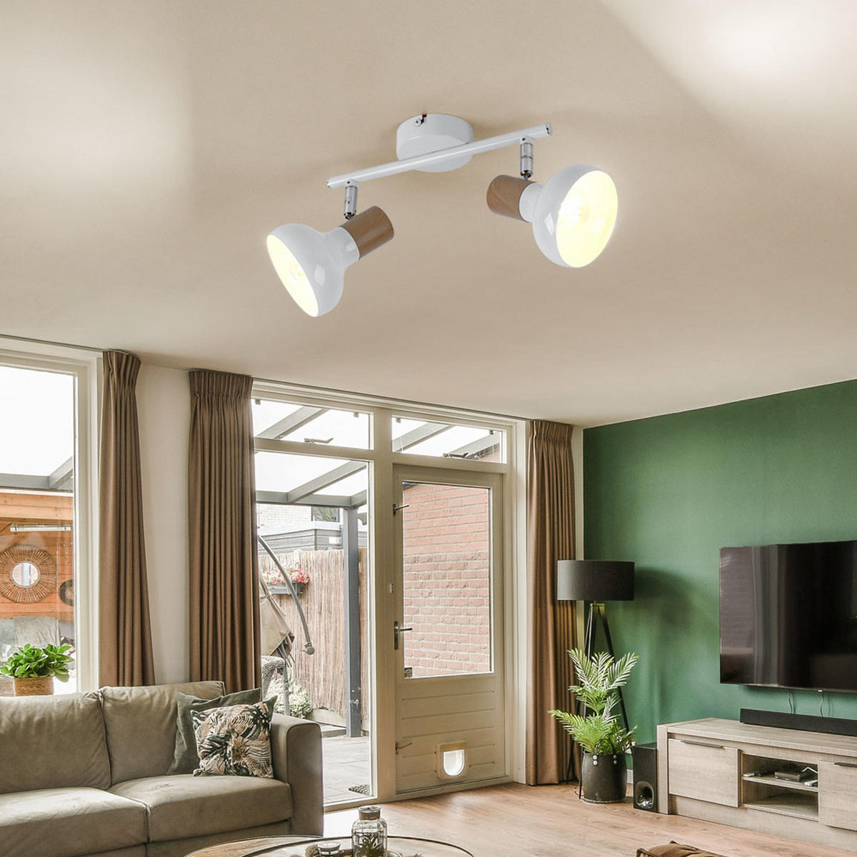 LED DECKENLEUCHTE Weiß Holzoptik - Weiß, Metall (35.5/13/16cm)