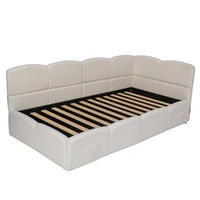 STAURRAUMBETT 90/200 cm DE-03032, mit Sofafunktion, USB und Stautaschen, in Beige - Beige, Metall (90/200cm) - ComfortXL