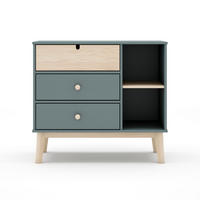 KOMMODE 3 Schubladen und 2 Fächer L90 cm - Estefania - Grün, Holzwerkstoff (40/81/90cm) - Calicosy