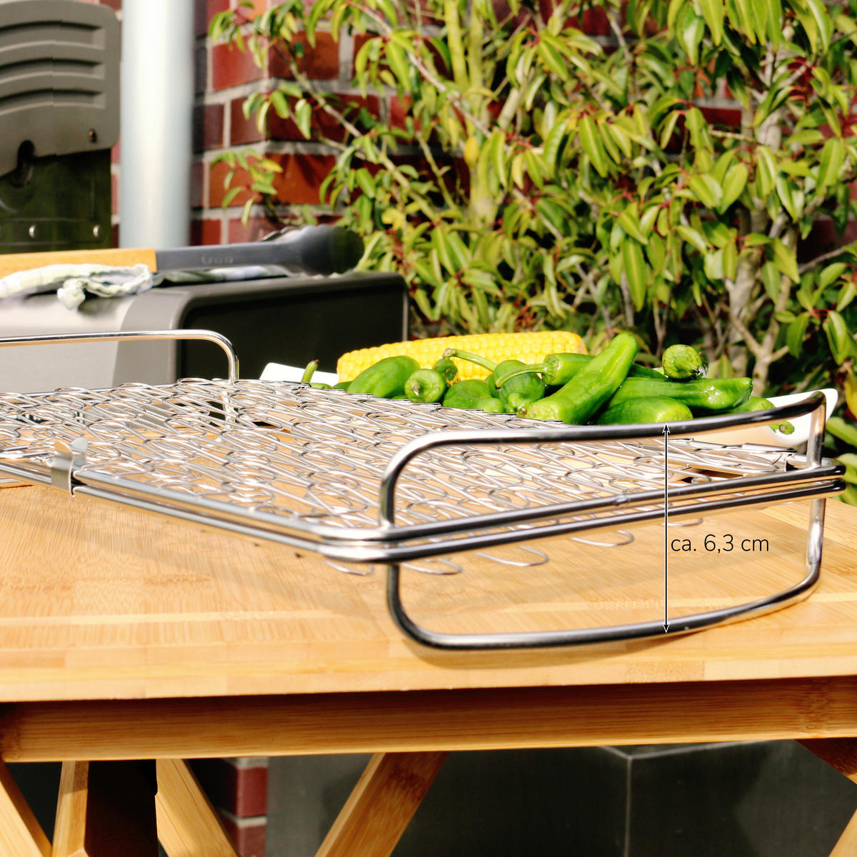GRILLKORB, Edelstahl - Edelstahlfarben, Metall (42/24/8cm) - bremermann