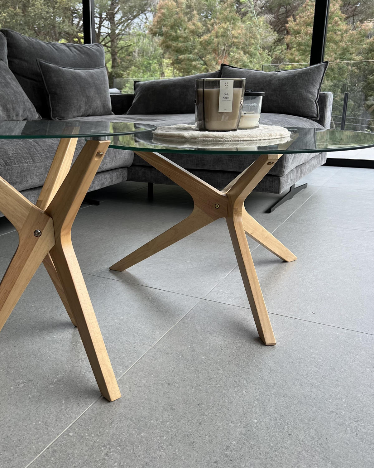 COUCHTISCH Glas transparent/hellbraun 80 cm Valley - Hellbraun/Transparent, Glas (80/80/46cm) - Beliani