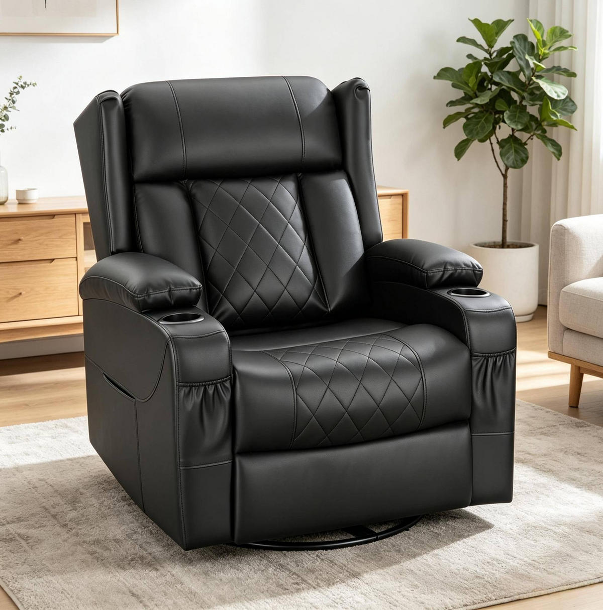 RELAXSESSEL in Schwarz 94,5x87x103,5 cm mit Dreh- und Wippfunktion - Schwarz, Textil (87/103.5/94.5cm) - IVMEU