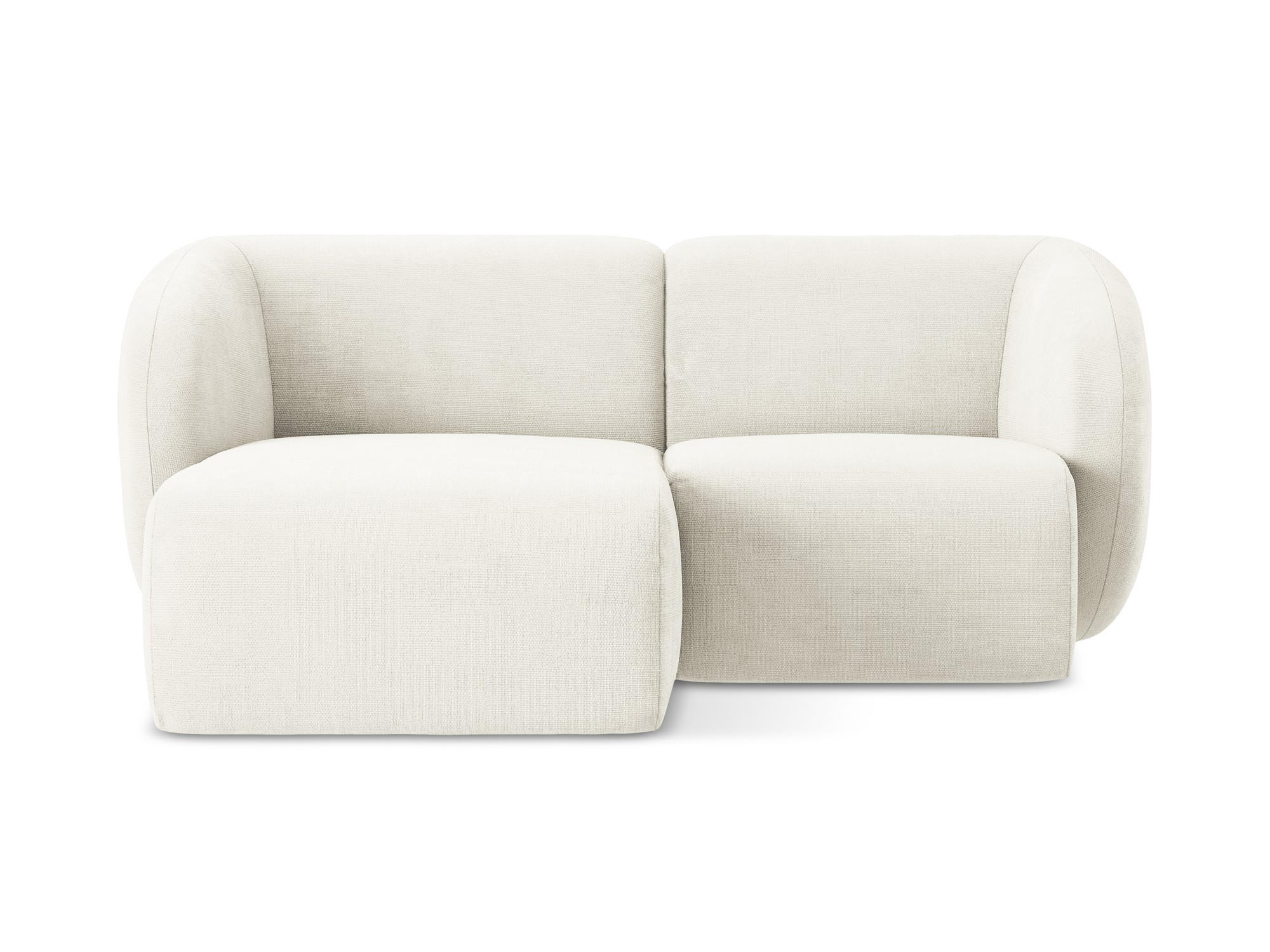 ECKSOFA Links Chenille Stoff Weiß - Schwarz/Weiß, Holzwerkstoff/Kunststoff (178/166cm) - Makamii