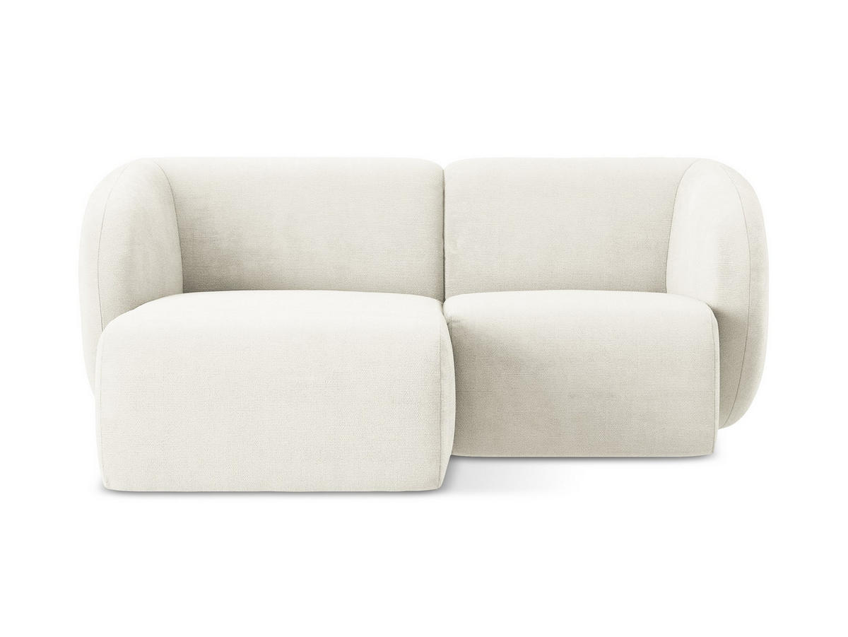ECKSOFA Links Chenille Stoff Weiß - Schwarz/Weiß, Holzwerkstoff/Kunststoff (178/166cm) - Makamii