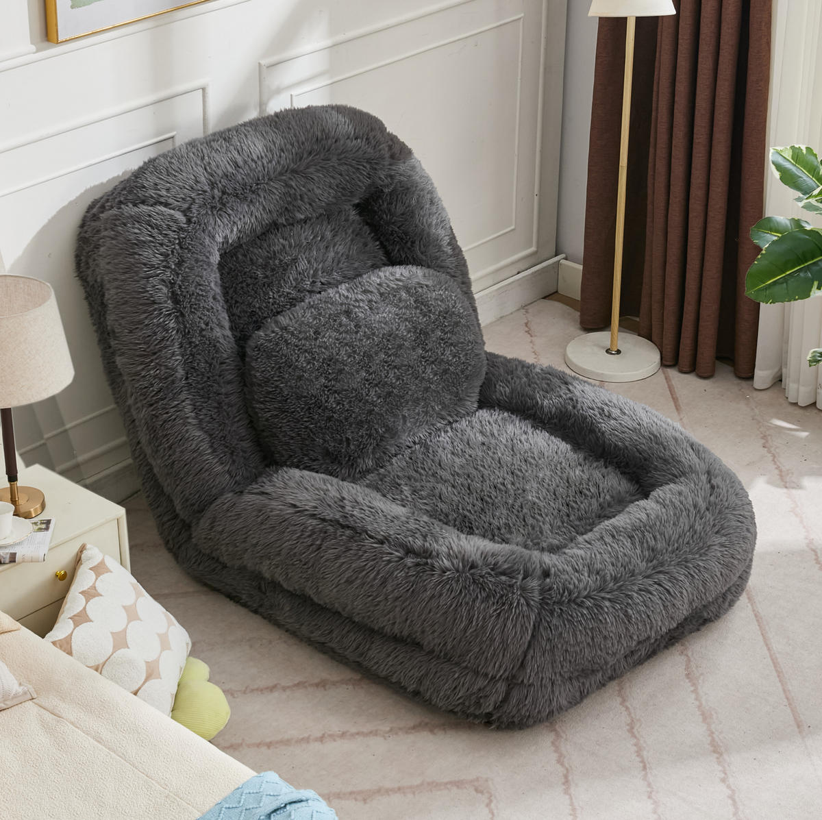 BODENSESSEL 5-fach verstellbar 102 x 89 x 88 cm Dark Grey - Dunkelgrau, Kunststoff (89/88/102cm) - Beauniv