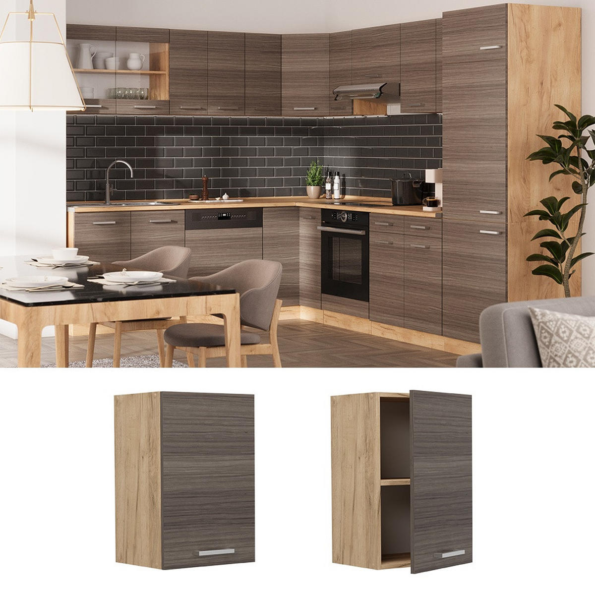 VÄGGSKÅP R-Line Ädelgrå 40 cm - Ekfärgad/Grå, Träbaserade material (40/60/31cm) - Vicco