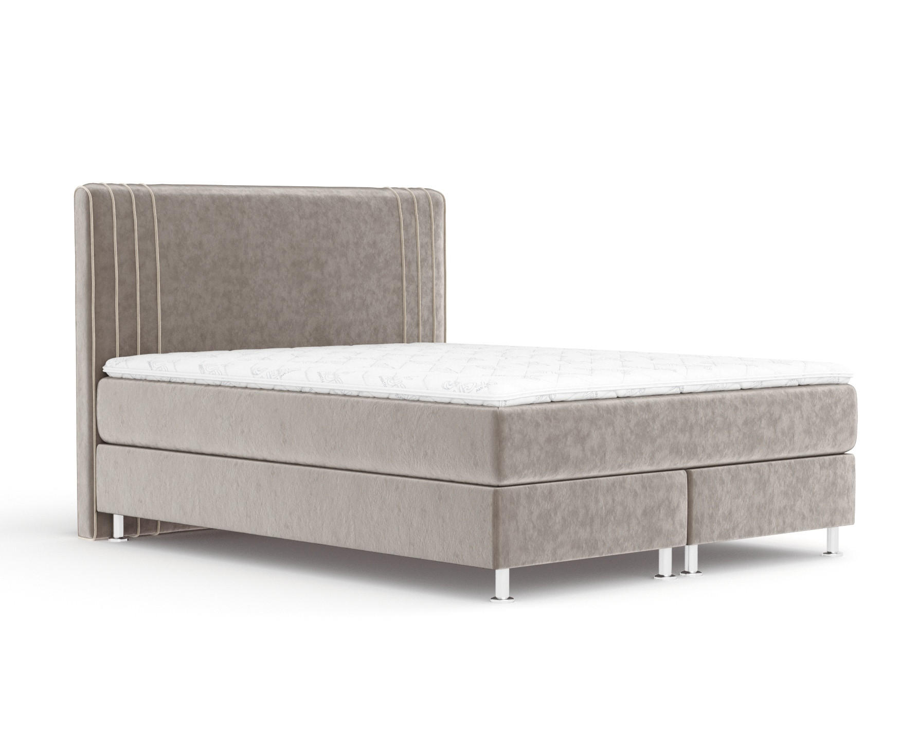 BOXSPRINGBETT Casone Taupe 140/200 cm mit Latex-Topper - Taupe/Silberfarben, Holz/Holzwerkstoff (140/200cm) - Maison de Reve