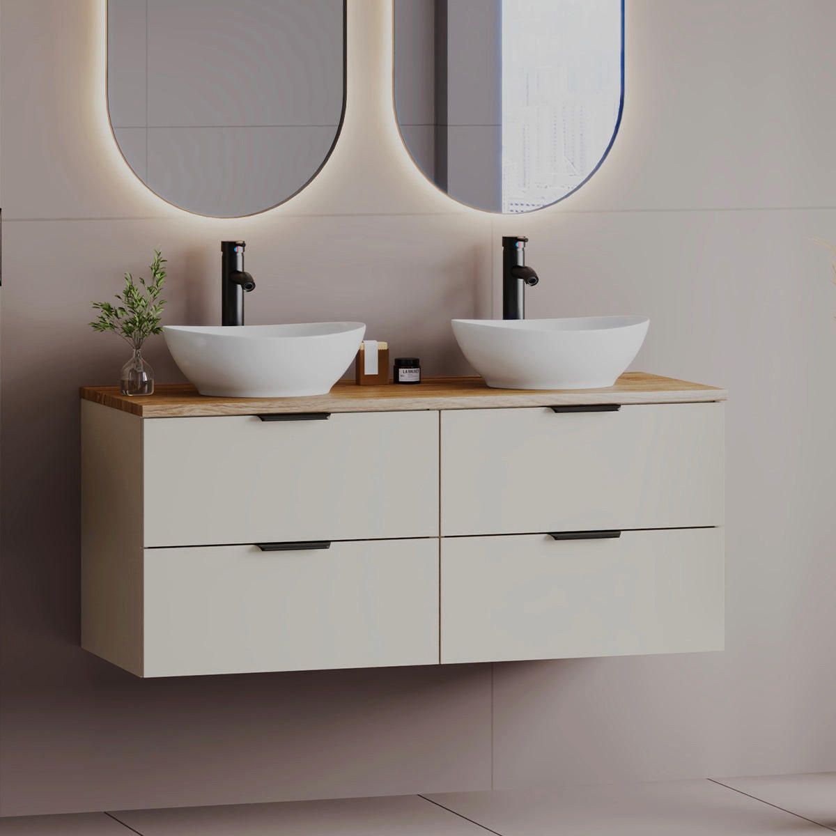 WASCHTISCHUNTERSCHRANK 120cm Astrid Kaschmir - Beige, Holzwerkstoff (120/50/45.8cm) - Petits-meubles