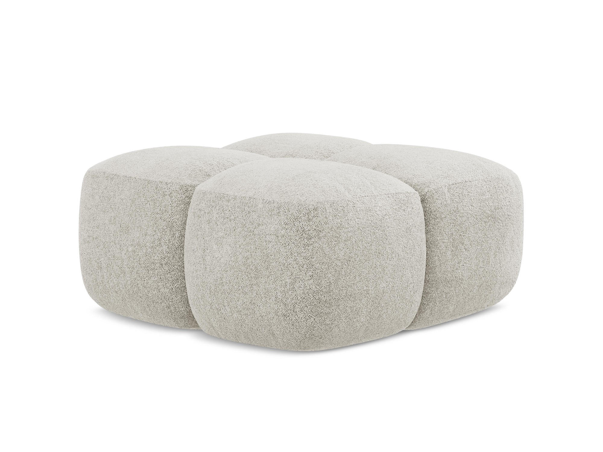 POUF Chenille Stoff Beige - Hellbraun/Schwarz, Holzwerkstoff/Kunststoff (90/39/90cm) - Makamii