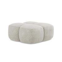 POUF Chenille Stoff Beige - Hellbraun/Schwarz, Holzwerkstoff/Kunststoff (90/39/90cm) - Makamii
