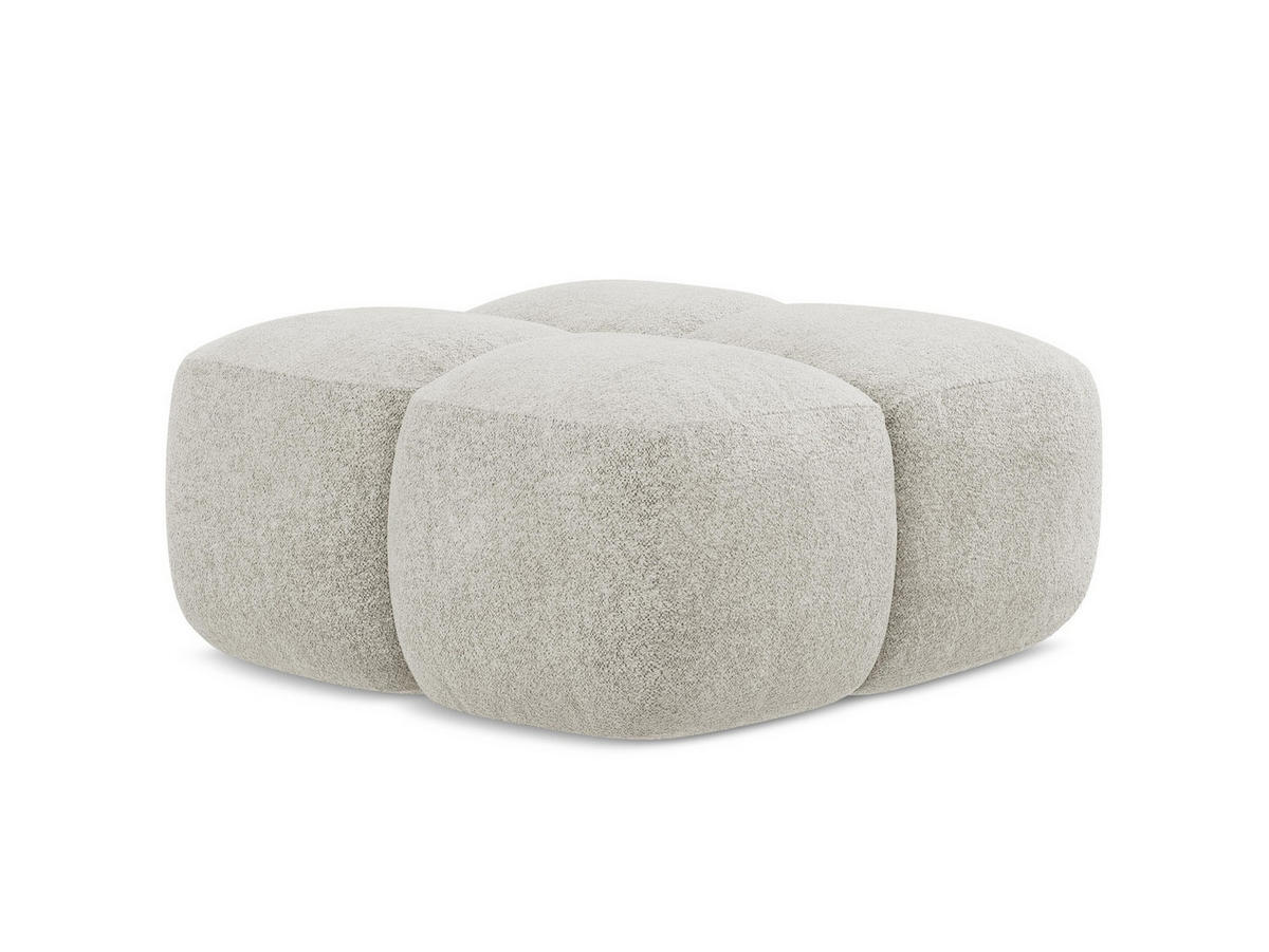 POUF Chenille Stoff Beige - Hellbraun/Schwarz, Holzwerkstoff/Kunststoff (90/39/90cm) - Makamii