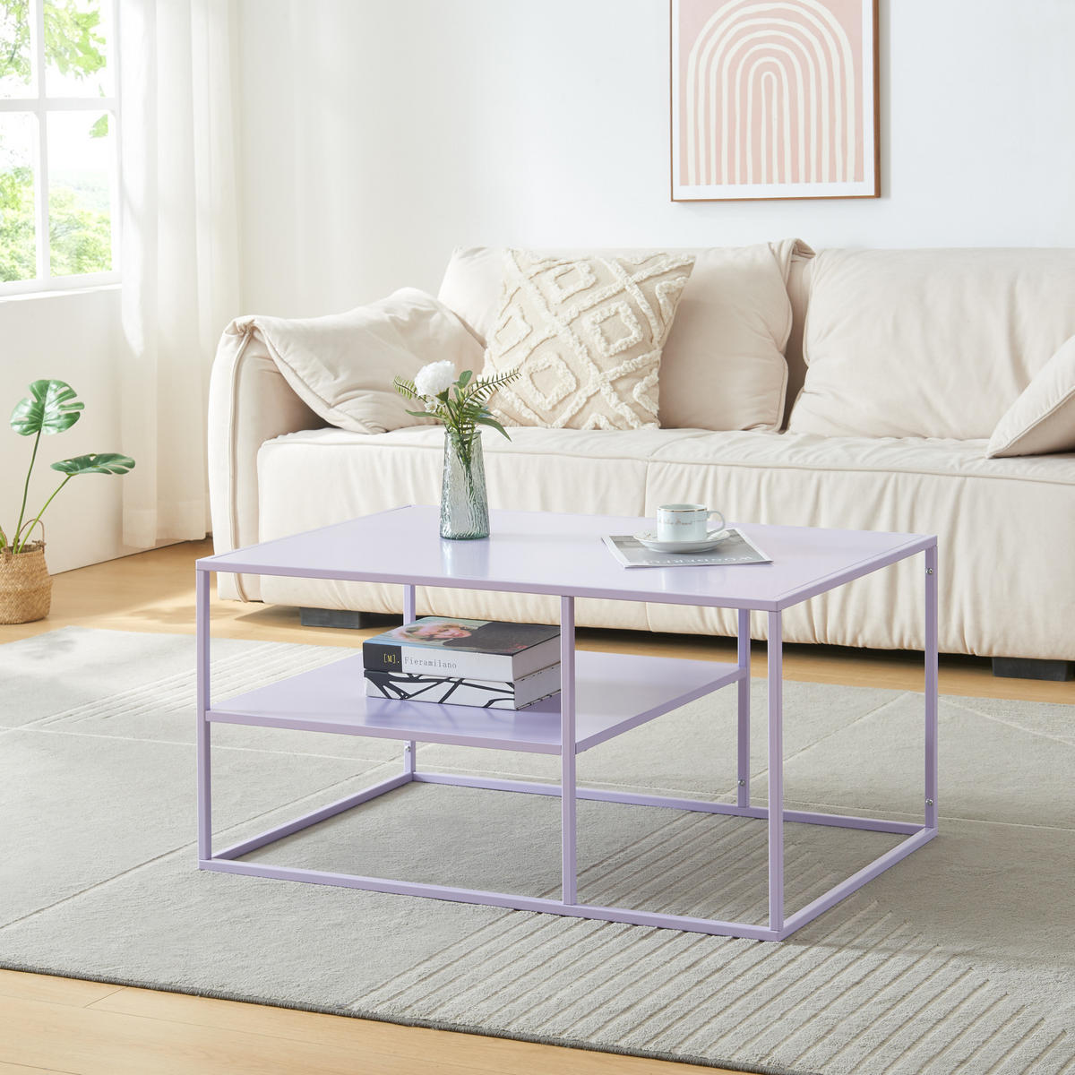 COUCHTISCH Solund 45/90/60 cm - Lila, Metall (60/90/45cm) - [en.casa]