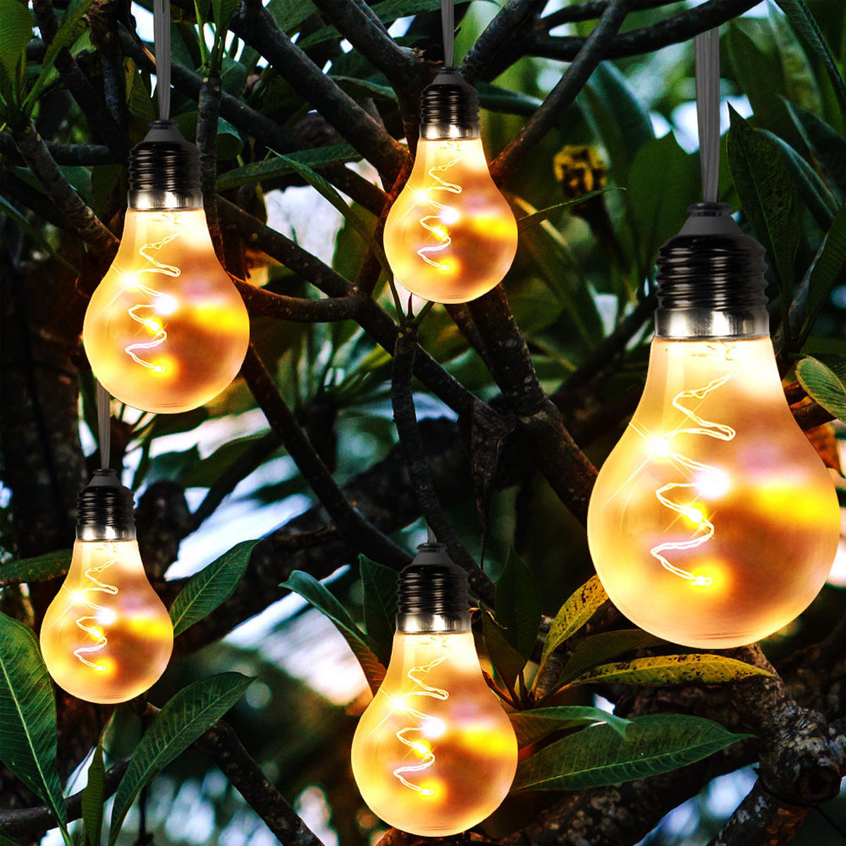 LED AUSSENLEUCHTE Solar Lichterkette Silber - Silberfarben, Kunststoff (380/5.8/10cm) - Globo Lighting