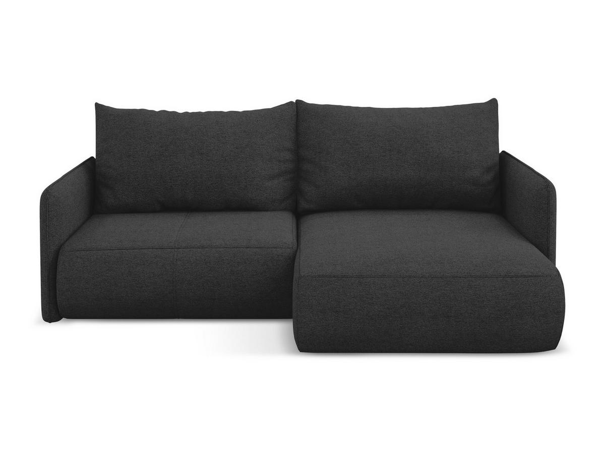 ECKSOFA mit Schlaffunktion Chenille Stoff Schwarz - Anthrazit/Schwarz, Kunststoff/Textil (207/148cm) - Makamii