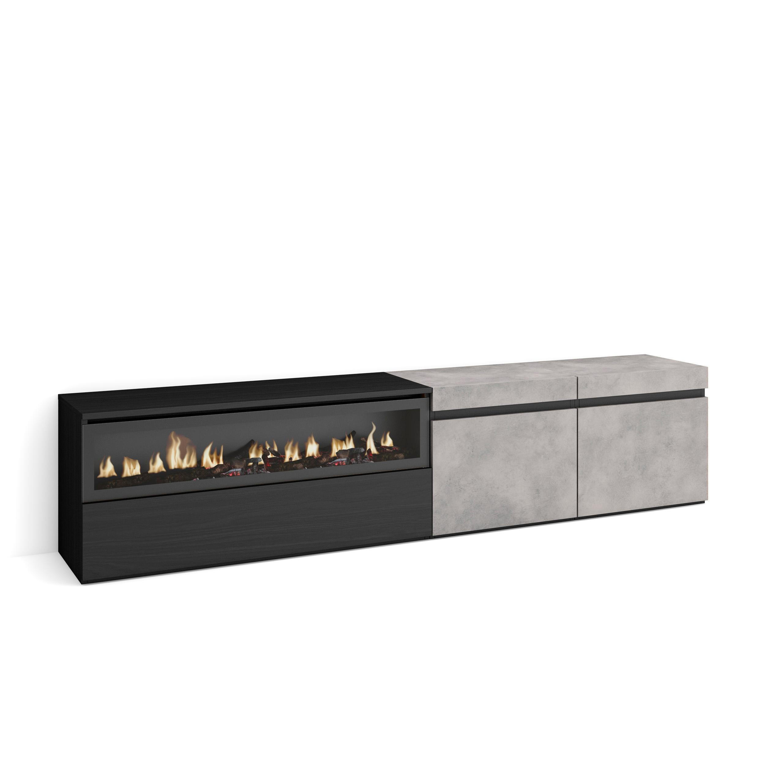 Skraut Home Lowboard Grau, Hellgrau 200x45x35 cm