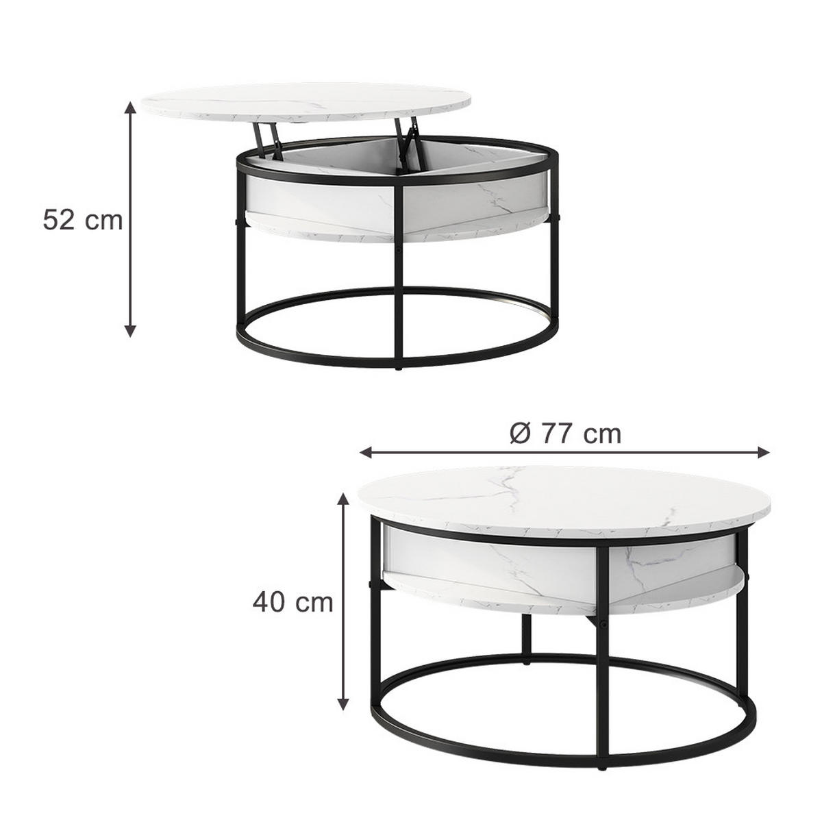 COUCHTISCH Marlo Marmor Weiß 77 x 77 cm - Weiß, Holzwerkstoff (77/77/52cm) - Vicco