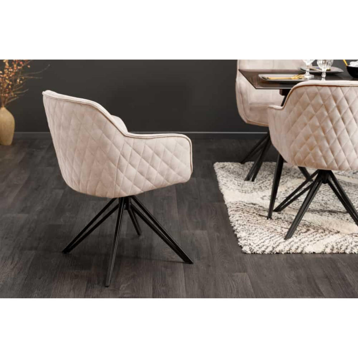 ARMLEHNSTUHL EUPHORIA Samt Champagner - Champagner/Schwarz, Kunststoff/Metall (58/60/60cm) - riess-ambiente
