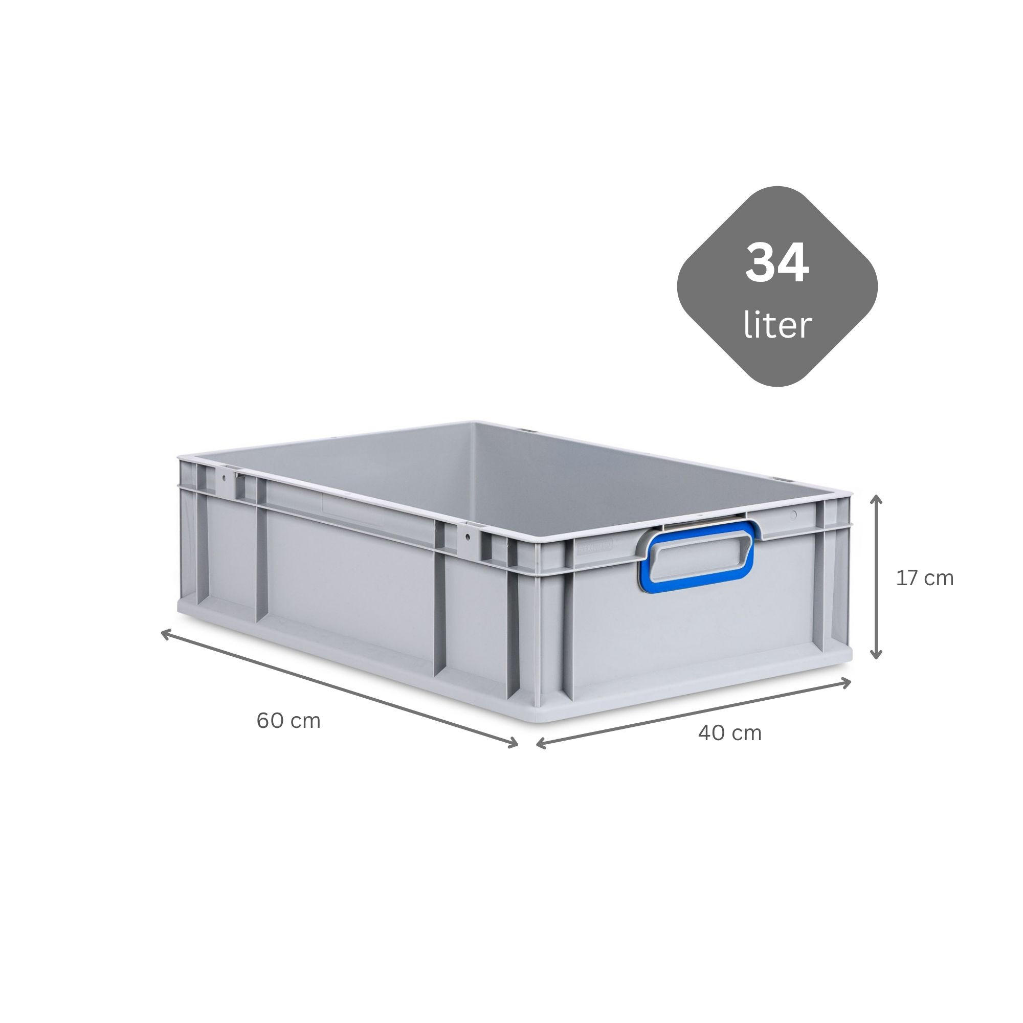 EUROBOX Nextgen Color 17x40x60cm 34 Liter Griffe Blau Geschlossen - Blau, Kunststoff (40/17/60cm) - PROREGAL