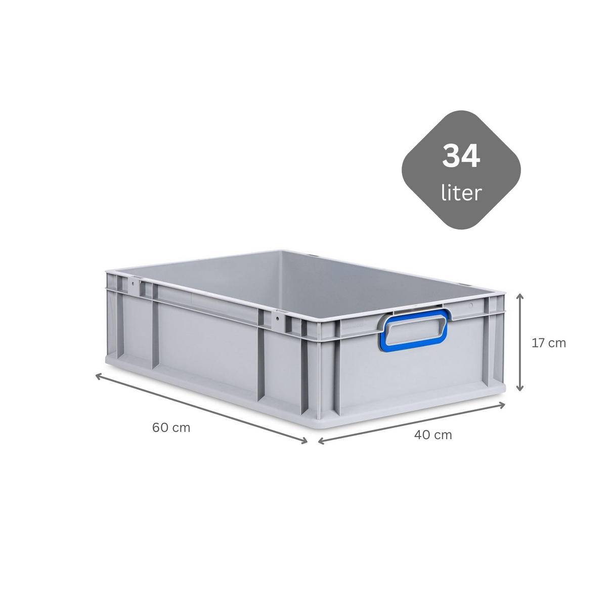 EUROBOX Nextgen Color 17x40x60cm 34 Liter Griffe Blau Geschlossen - Blau, Kunststoff (40/17/60cm) - PROREGAL
