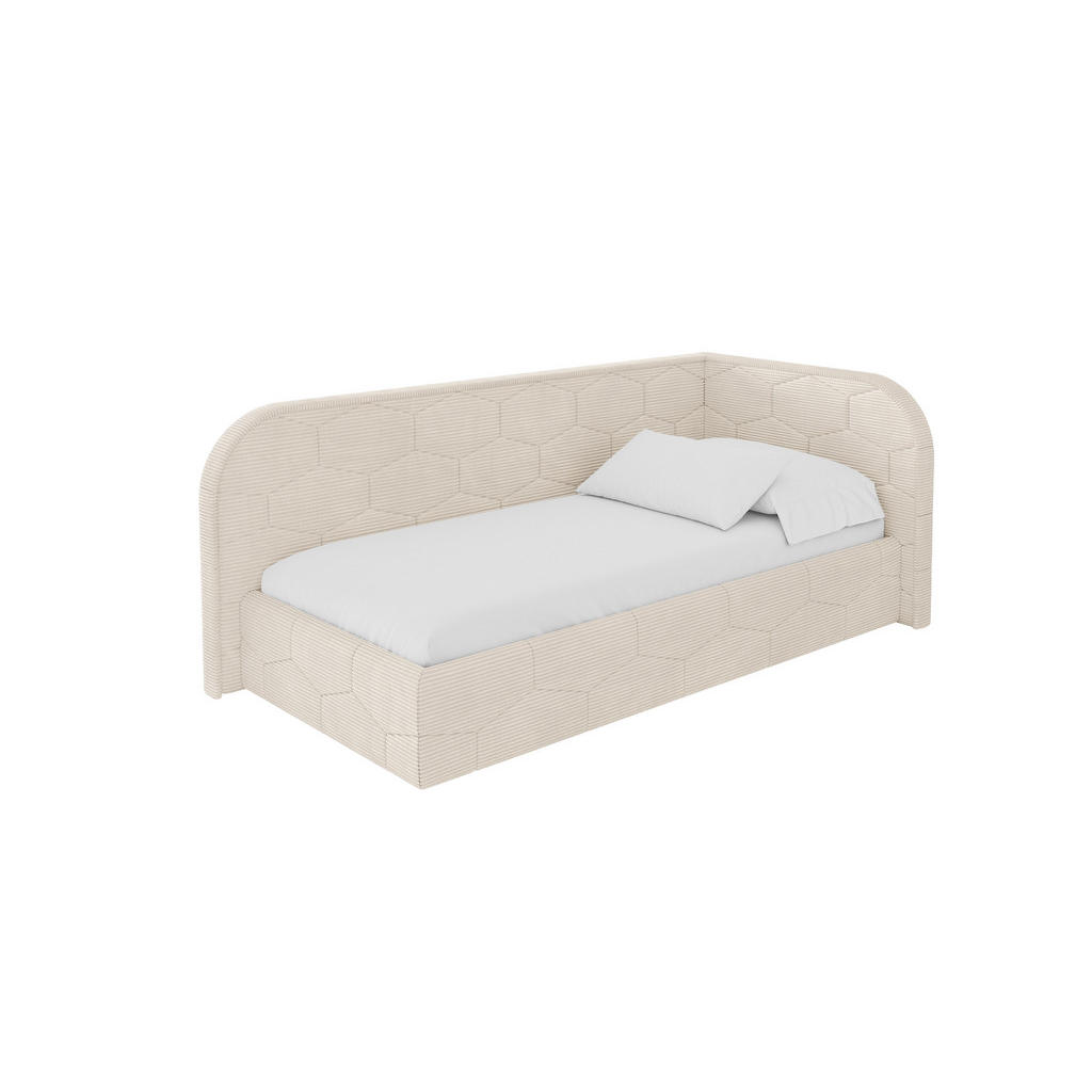 ALTDECOR JEDNOLŮŽKOVÁ POSTEL pro mládež s úložným prostorem a matrací H3/H4, vlevo - JAXY 90x200 béžová