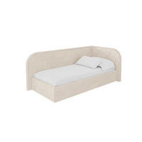 EINZELLBETT Jugendbett mit Bettkasten und Matratze H3/H4, Links - JAXY 90x200 Beige - Creme, Holzwerkstoff/Textil (90/200cm) - ALTDECOR