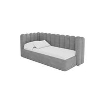 EINZELLBETT Jugendbett mit Bettkasten und Matratze H3/H4, Rechts - HUGY 100x200 Grau - Silberfarben, Holzwerkstoff/Textil (100/200cm) - ALTDECOR