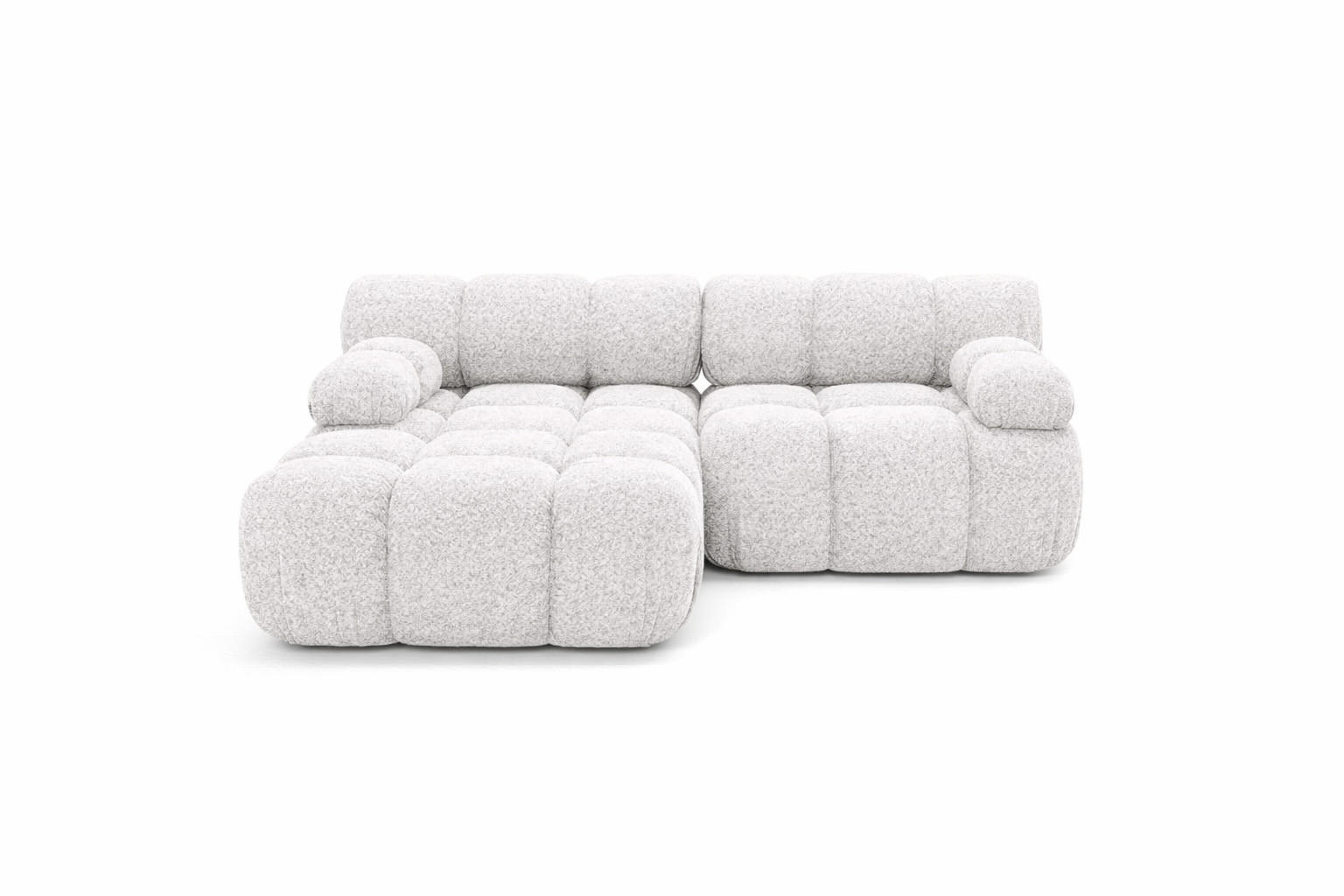 ECKSOFA L-form Mini Modular, Bouclé-Stoff Abriamo, Ecru, Links, Selia - Ecru, Holz (190/160cm) - Kaiser Möbel