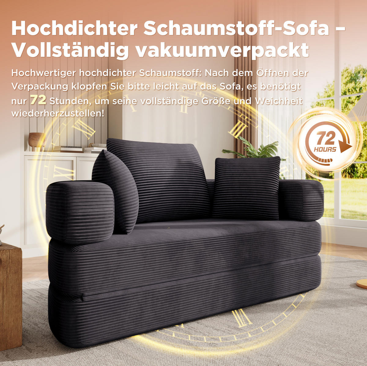 SCHLAFSOFA 173/176/40 cm aus Schaumstoff mit 2-in-1-Funktion Schwarz - Schwarz, Kunststoff (176/40/173cm) - Modenvie