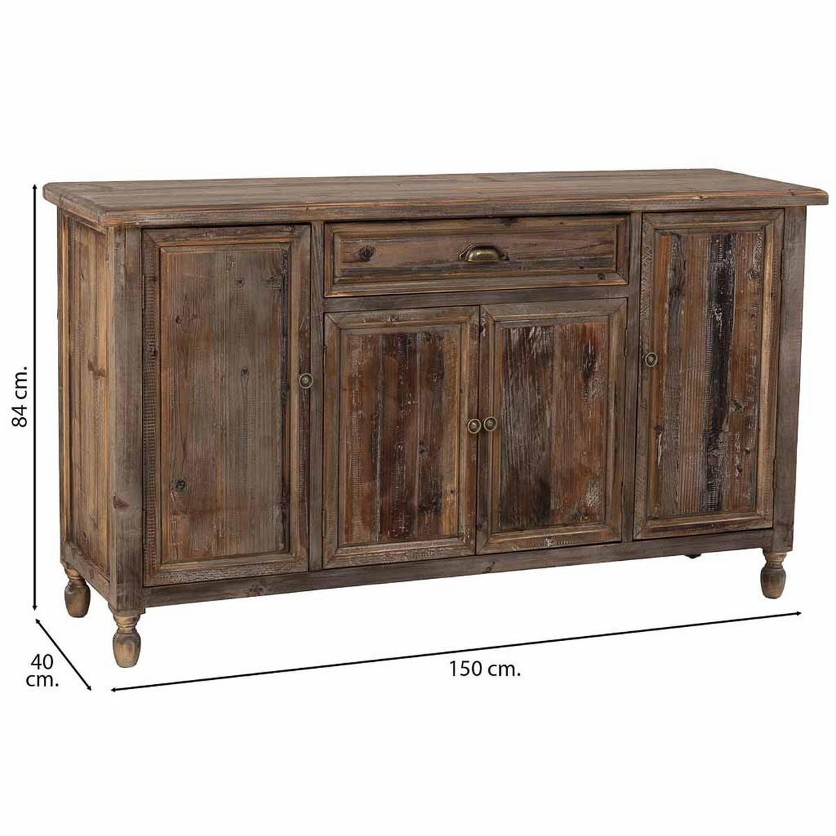 SIDEBOARD mit 4 türen und 1 schublade 150x40x84 cm - Braun, Holz (150/84/40cm) - Wanderlust