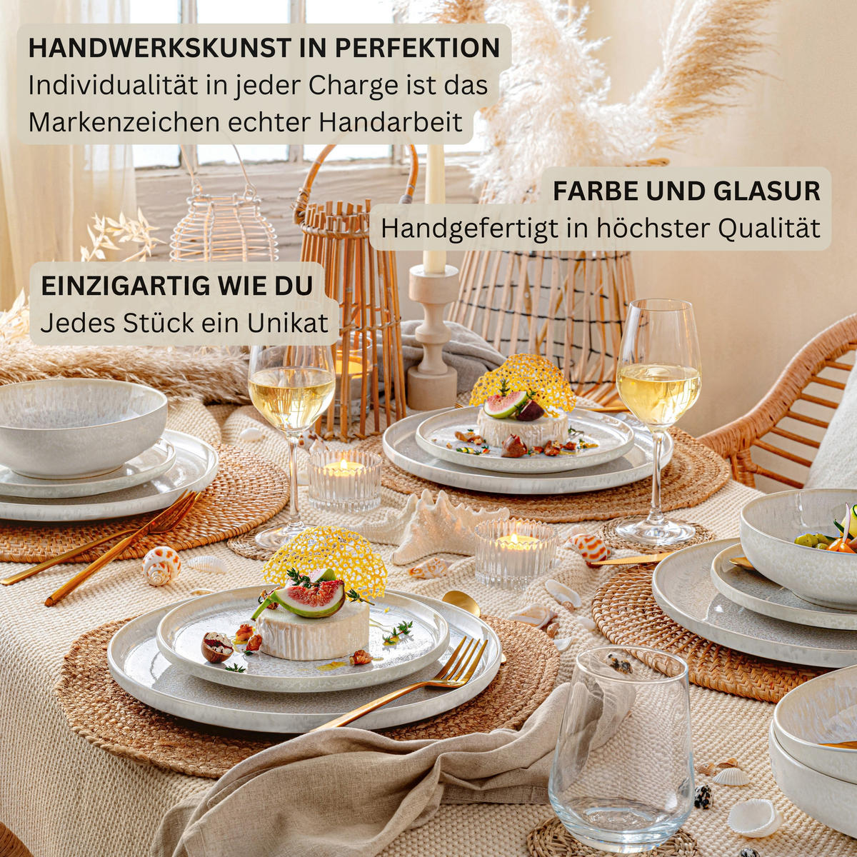 TAFELSERVICE KORFU - 24 teilig aus Steingut - Creme, Stein (27.5/5/27.5cm) - Sänger