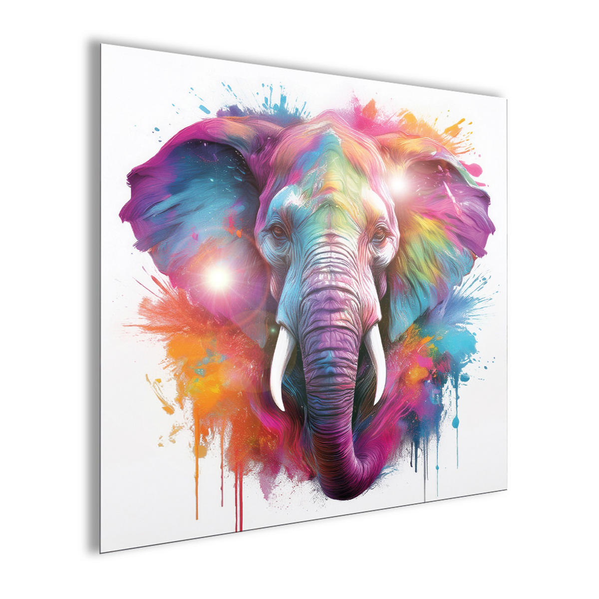 GLASBILD 50x50 cm Elefant bunt Pop Art - Weiß, Glas (50/50cm) - artissimo