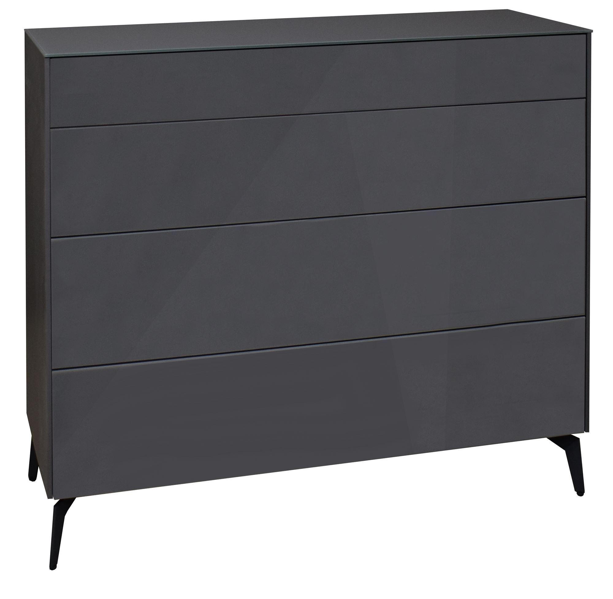 KOMMODE Elfi 121x42x104 Hochglanz Anthrazit/Glas Anthrazit - Anthrazit, Holzwerkstoff (121/104/42cm) - 58aufmkessel