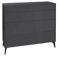 KOMMODE Elfi 121x42x104 Hochglanz Anthrazit/Glas Anthrazit - Anthrazit, Holzwerkstoff (121/104/42cm) - 58aufmkessel