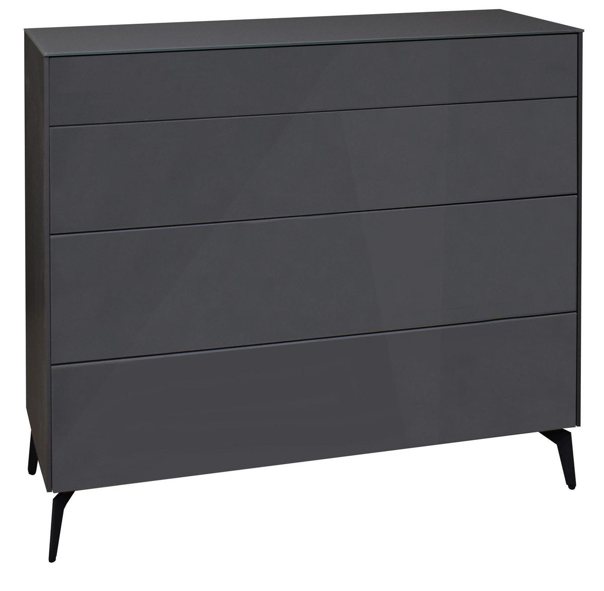 KOMMODE Elfi 121x42x104 Hochglanz Anthrazit/Glas Anthrazit - Anthrazit, Holzwerkstoff (121/104/42cm) - 58aufmkessel