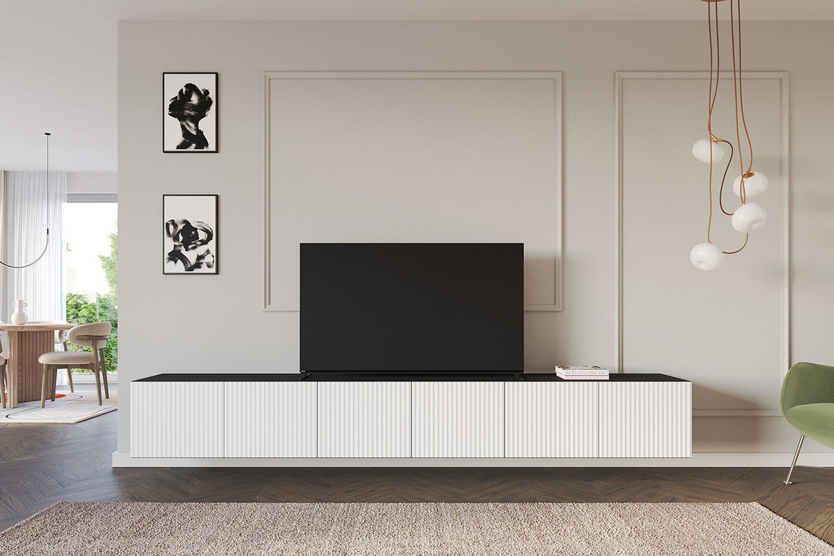 LOWBOARD NOA-2-W 3x100x40x41 cm - Schwarz / Weiß - Weiß, Holzwerkstoff (300/40/41cm) - ALTDECOR