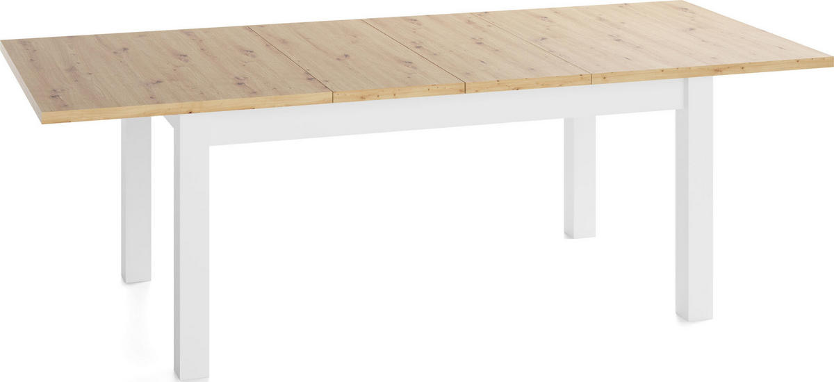 ESSTISCH Lindberg Weiß ausziehbar verlängerbar rechteckig, Eiche Artisan Hellbraun 160-240/90/77 cm - Braun/Weiß, Holz/Holzwerkstoff (90/240/76.5cm) - WFL GROUP