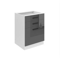 KÜCHENUNTERSCHRANK 60 cm SDSZ ohne Arbeitsplatte, Schubladen, Silber - Silberfarben, Holz (60/82/51.6cm) - B BELINI GROUP