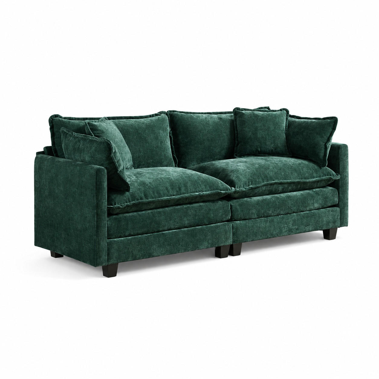 2-SITZER SOFA Chenille Grün modular - Grün, Textil (198/84/75cm) - WISHDOR