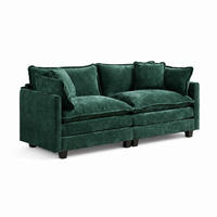 2-SITZER SOFA Chenille Grün modular - Grün, Textil (198/84/75cm) - WISHDOR