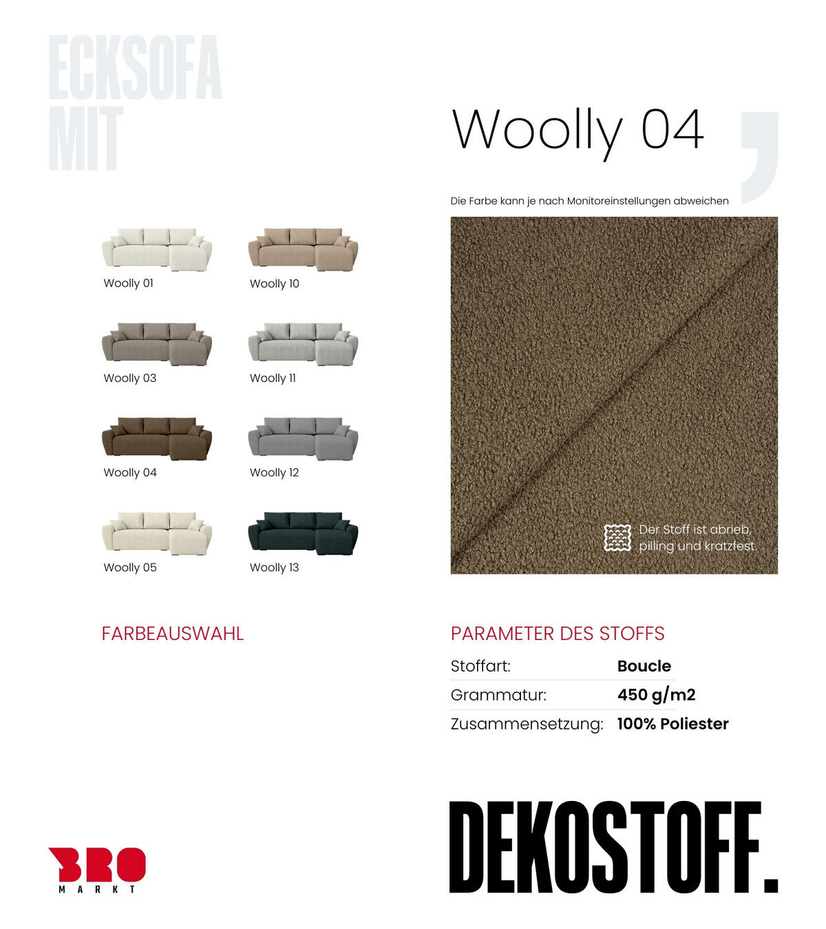 ECKSOFA Rotterdam mit Schlaffunktion Braun Bouclé - Braun, Textil (238/141cm) - Bromarkt