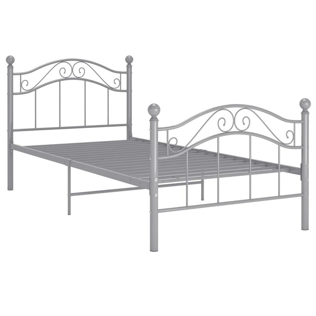 BETT Grau Metall 90x200 cm - Grau, Metall - furnicato