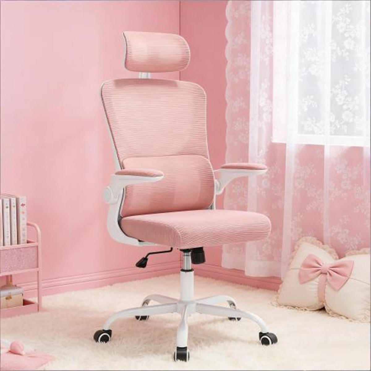 DREHSTUHL Ergonomisch Pink, Metall, Schaum & PU, drehbar & rollbar, 67,5 x 62 x 123,5 cm - Rosa, Kunststoff (67.5/123.5/62cm) - Albatros