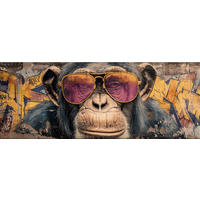 GLASBILD 80x30 cm Schimpanse Street Art - Gelb, Glas (80/30cm) - artissimo