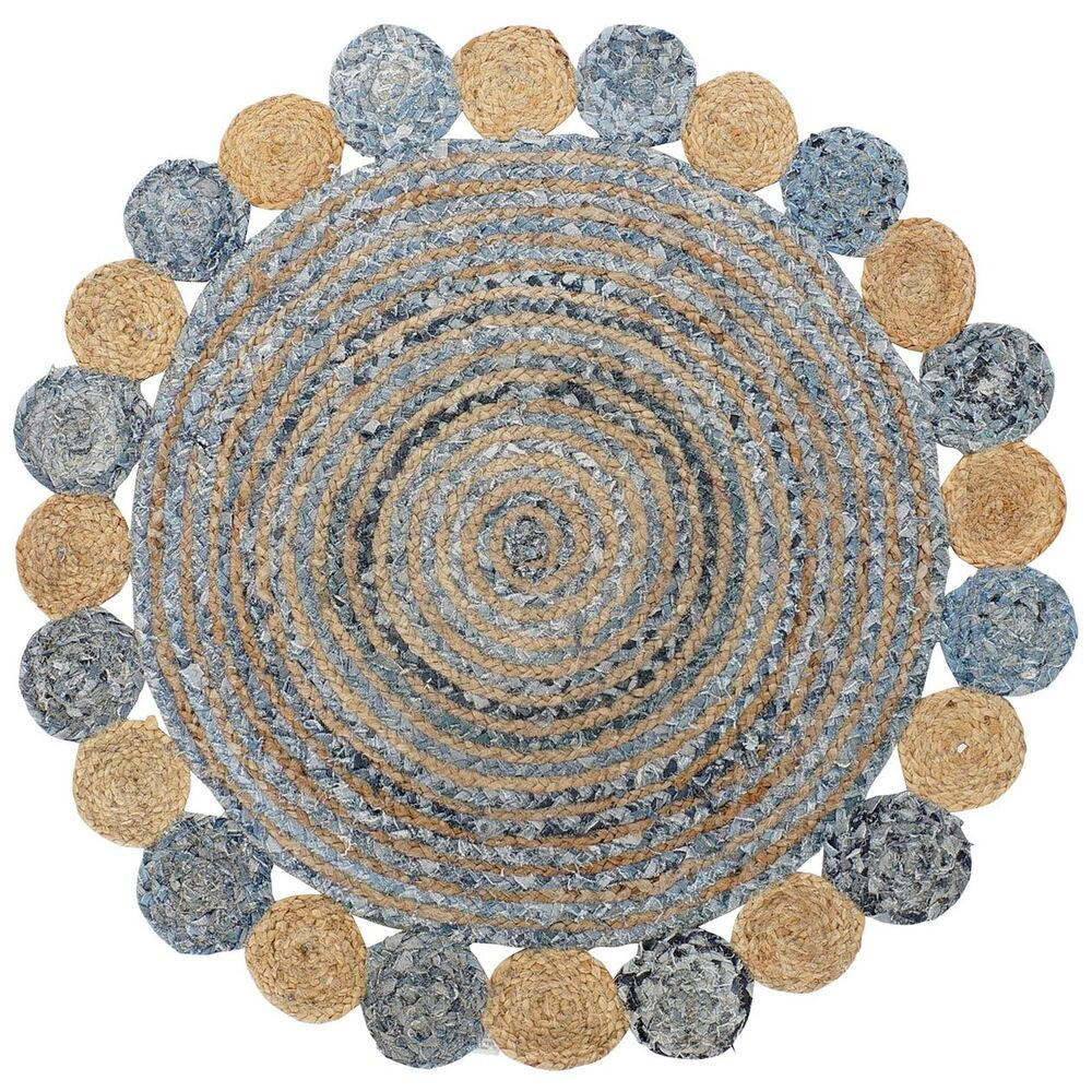 TEPPICH Blau Bunt Indianer (200 x 200 x 1 cm) - Multicolor, Naturmaterialien (200/200cm) - DKD Home Decor